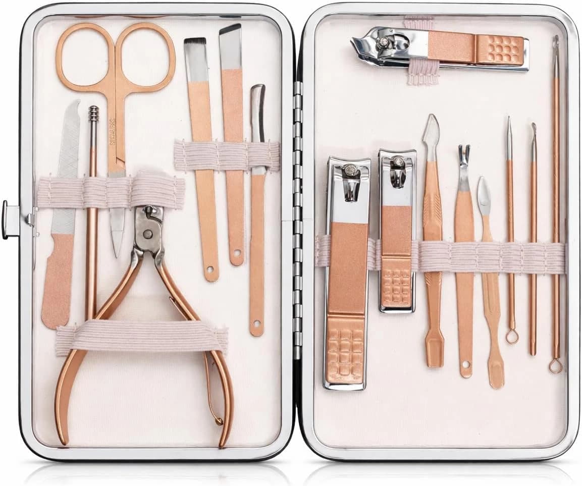 Professional Manicure and Pedicure Set Rose Gold